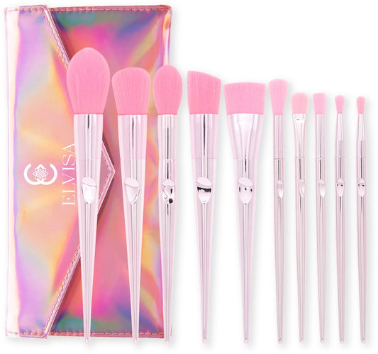 10 PIECE ROSE GOLD FACE MAKEUP BRUSH SET